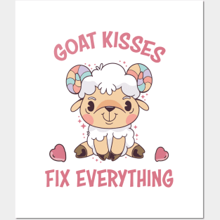 Spread Love and Laughter with Our Goat Kisses Fix Everything Posters and Art